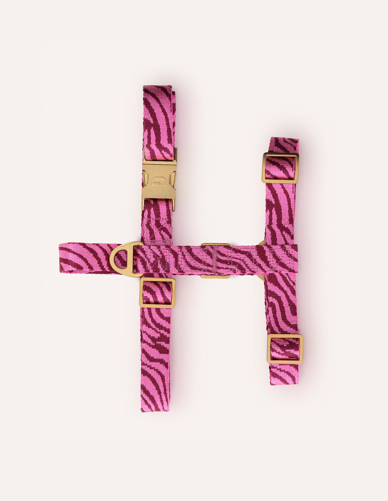 ZEBRA HARNESS - BORDEAUX/PINK