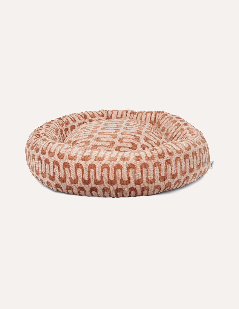 Retro wave round dog bed