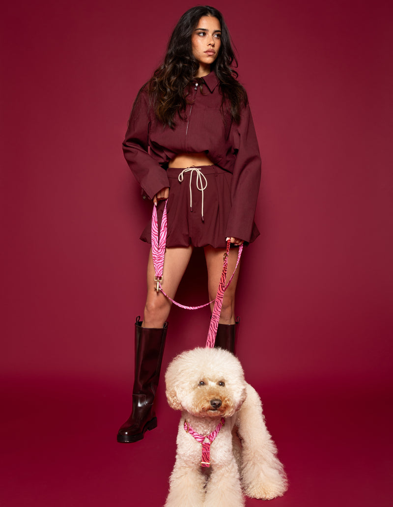 ZEBRA HARNESS - BORDEAUX/PINK