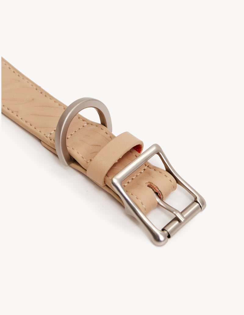 VEGAN LEATHER COLLAR - ZEBRA - SAND