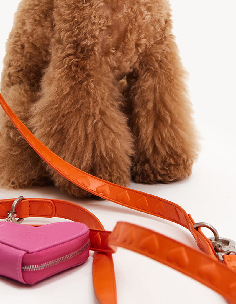 VEGAN LEATHER LEASH - HEART - ORANGE