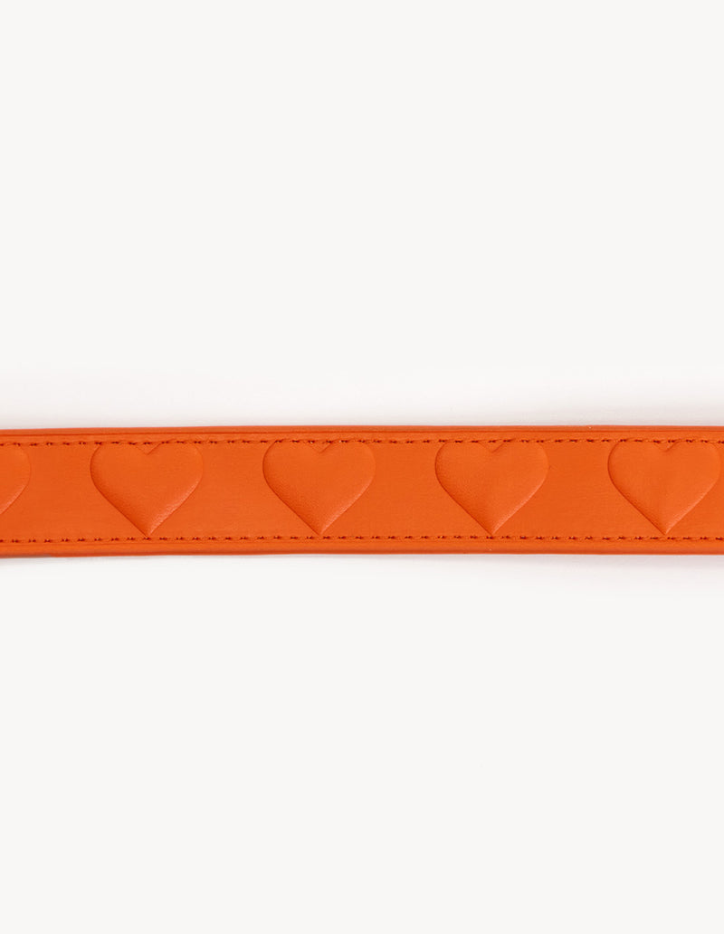 VEGAN LEATHER LEASH - HEART - ORANGE