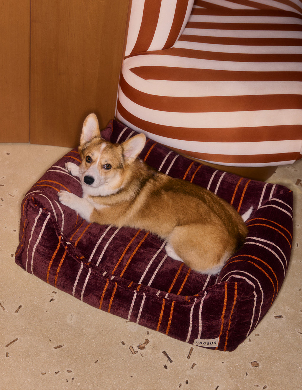 Heritage stripe sofa dog bed