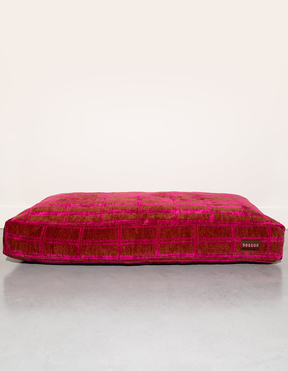 CHECK DOG BED - BROWN / PINK