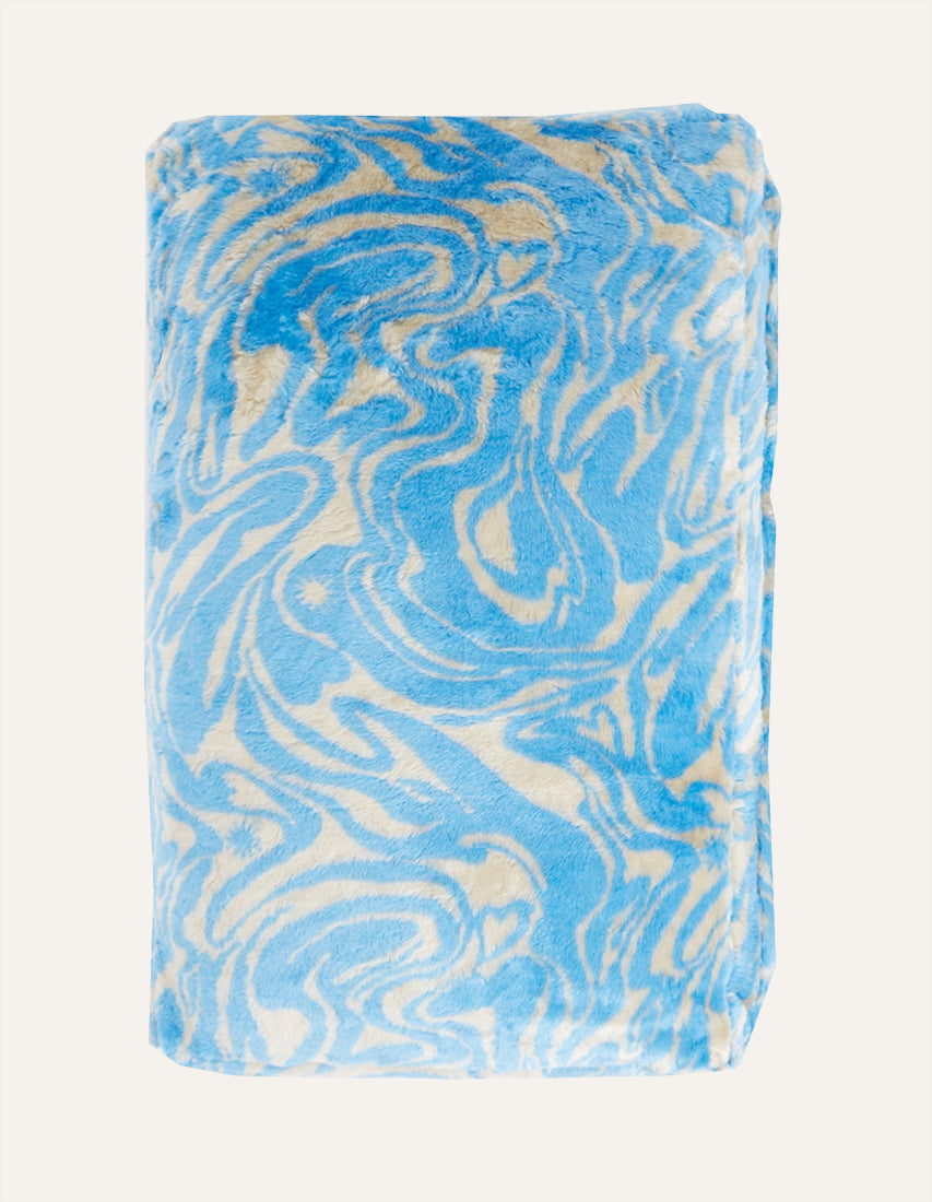 Swirl fluffy dog bed - blue / beige