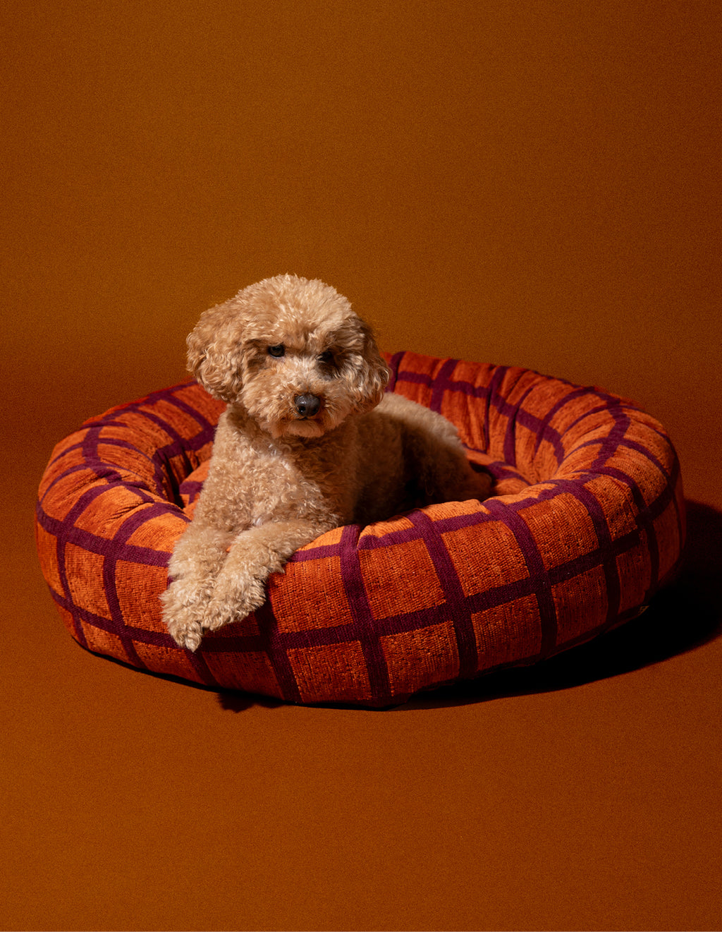 Check round dog bed