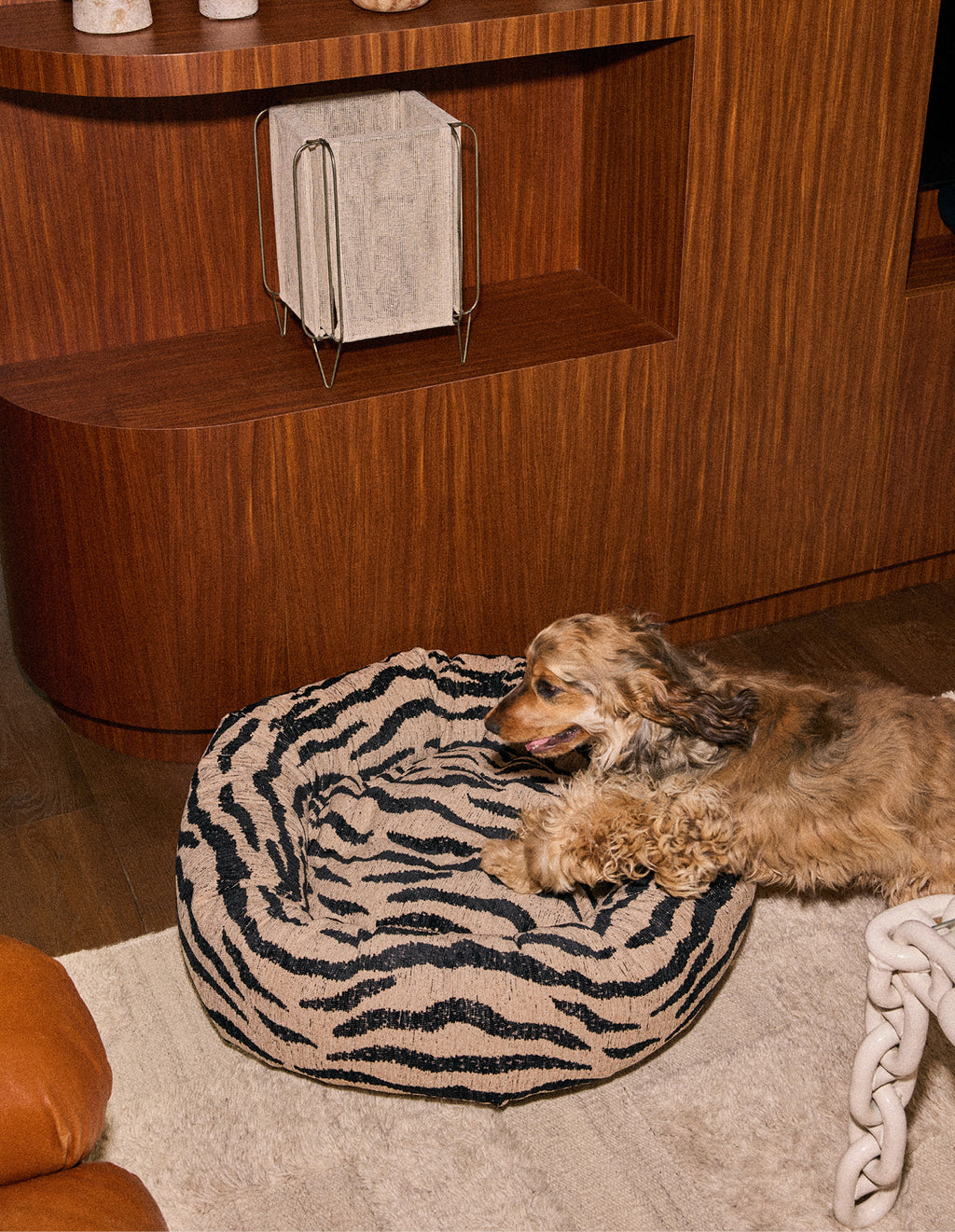 Zebra round dog bed