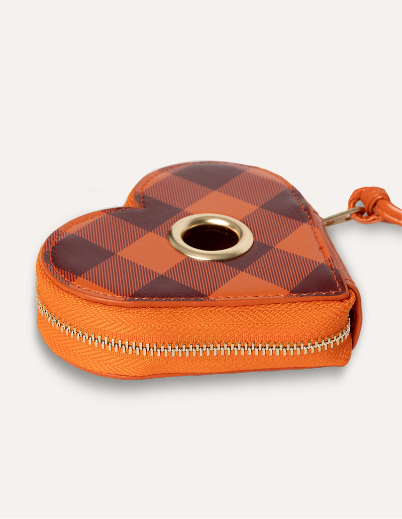 VEGAN LEER POEPZAKJES HOUDER - HART - ORANJE