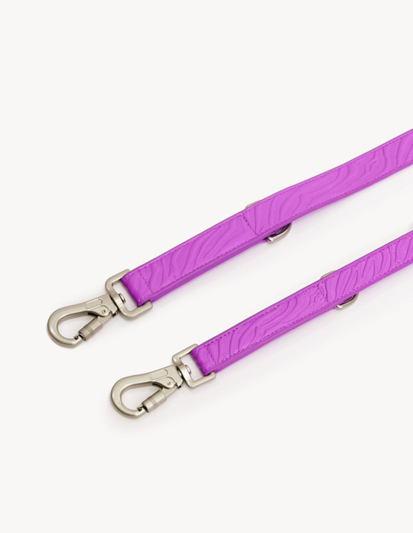 VEGAN LEATHER LEASH - ZEBRA PURPLE