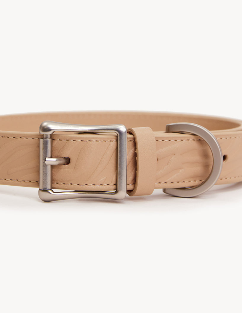 VEGAN LEATHER COLLAR - ZEBRA - SAND