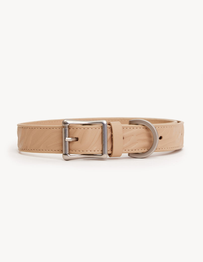 VEGAN LEATHER COLLAR - ZEBRA - SAND